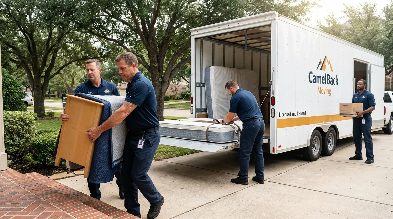 Crew loading residential truck for cross-state move from Logan, OH